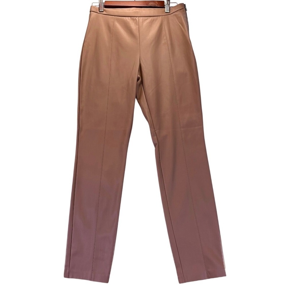 NWT Truth by Republic Women's Taupe Faux Leather Pintuck Straight Leg Pants S
